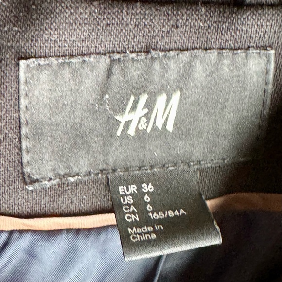 H&M Size 6 Tailored Double Breasted Wool Blend Coat‎ Black - Picture 6 of 14